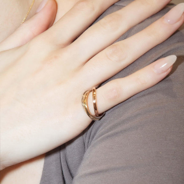 Vintage 1980s Three Tone Russian Wedding Band 9 Carat Gold