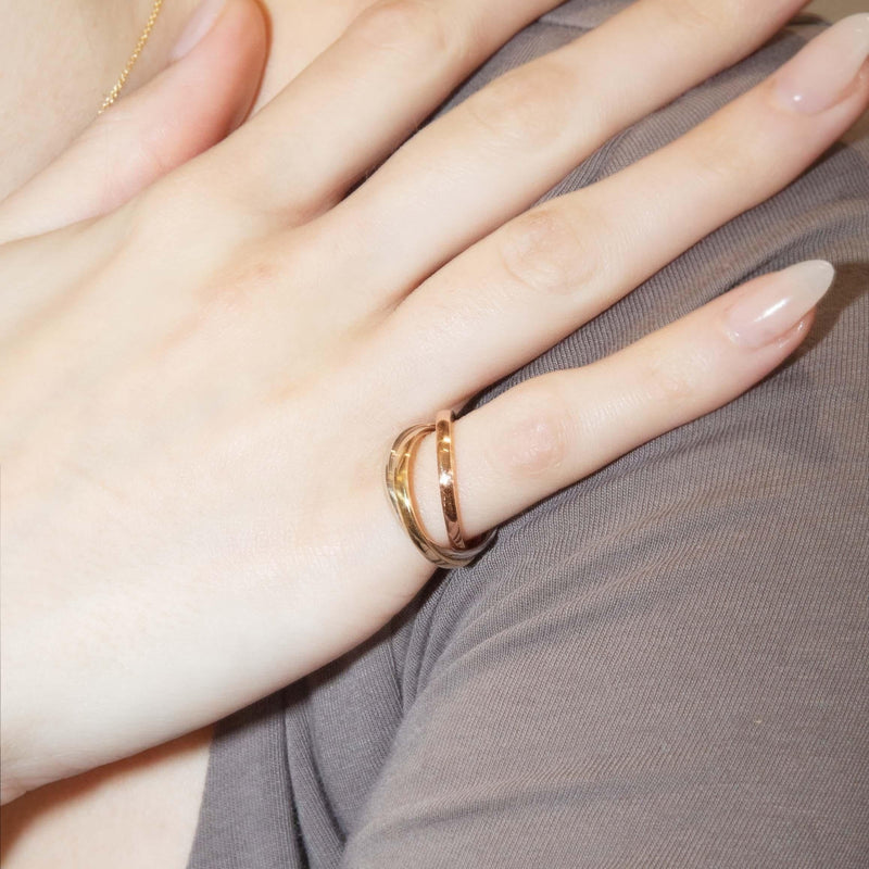 Vintage 1980s Three Tone Russian Wedding Band 9 Carat Gold