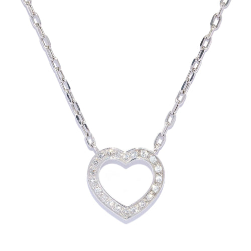 Veda Diamond Open Heart Necklet 18K White Gold TDW 0.36ct