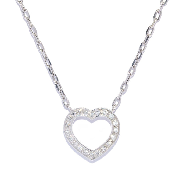 Veda Contemporary Diamond Open Pattern Heart Shape Necklet 18ct White Gold Pendants/Necklaces Imperial Jewellery 