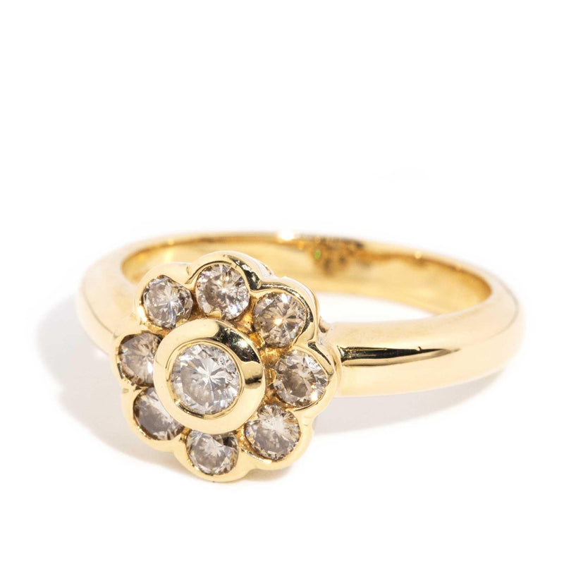 Velma 1990s Diamond Flower Cluster Ring 18ct Gold