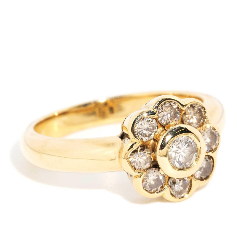 Velma 1990s Diamond Flower Cluster Ring 18ct Gold