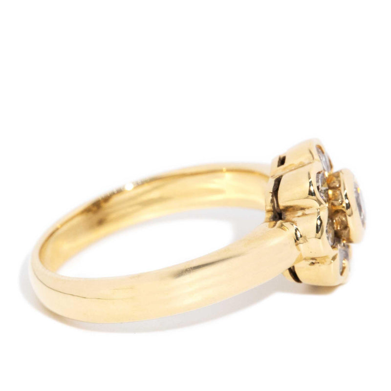 Velma 1990s Diamond Flower Cluster Ring 18ct Gold