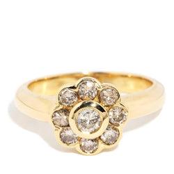 Velma 1990s Diamond Flower Cluster Ring 18ct Gold