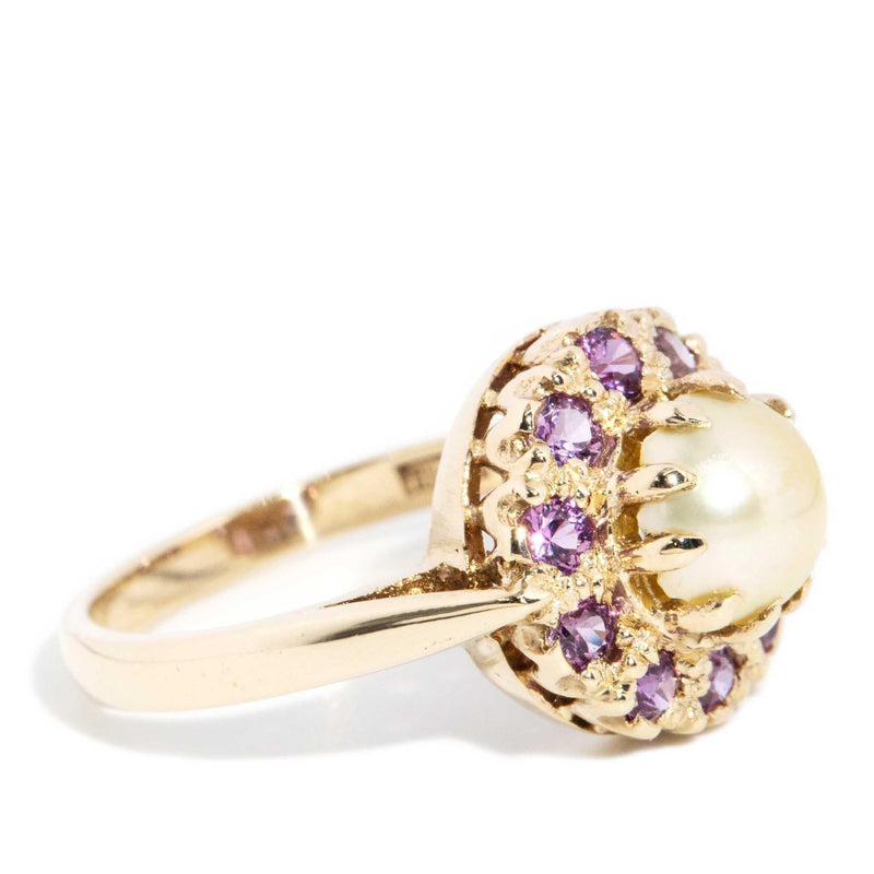 Vera 1966 Pearl & Sapphire Ring 9ct Gold