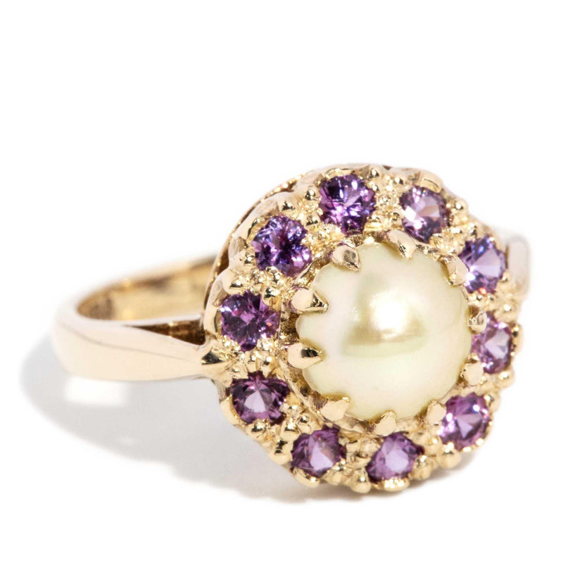 Vera 1966 Pearl & Sapphire Ring 9ct Gold