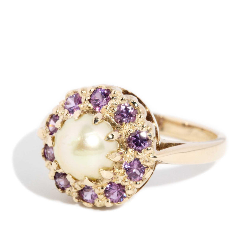Vera 1966 Pearl & Sapphire Ring 9ct Gold