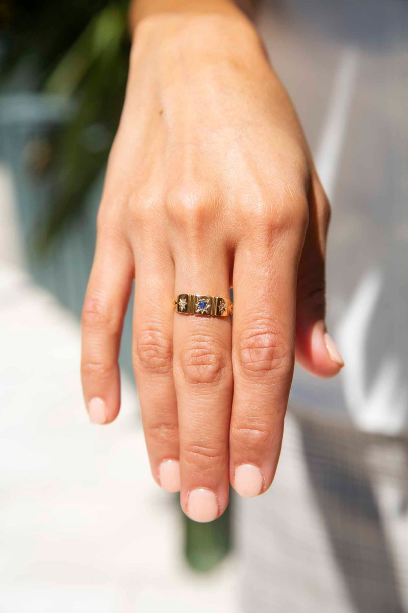 Vera Edwardian Sapphire & Diamond Ring 18ct Gold* DRAFT Rings Imperial Jewellery 