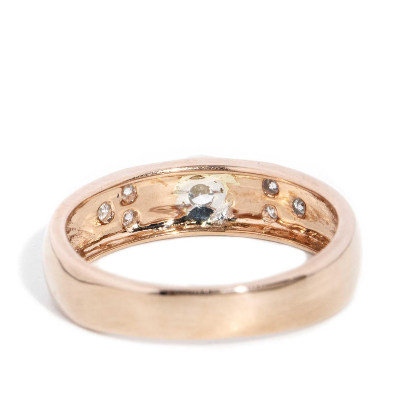 Vera Milgrained Diamond 9ct Rose Gold Ring