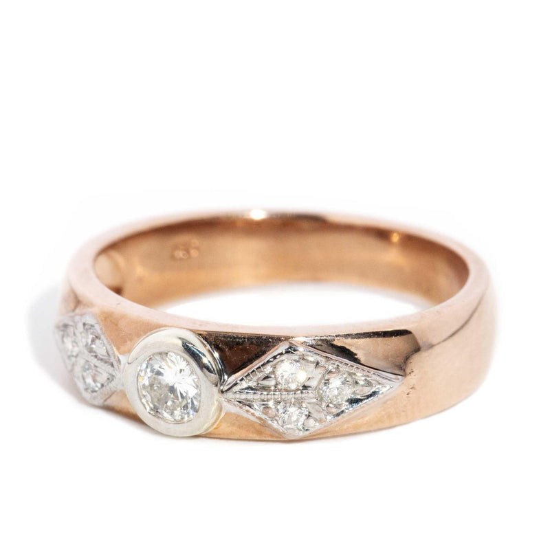 Vera Milgrained Diamond 9ct Rose Gold Ring