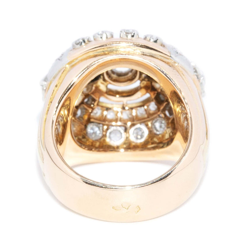 Vintage Art Deco Retro Parti Sapphire Diamond Ring 18 Carat Gold