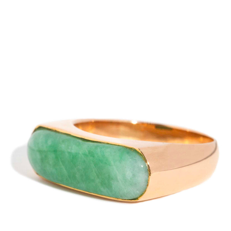 Veronique 1980s Jade Cabochon Ring 20ct Gold Rings Imperial Jewellery 