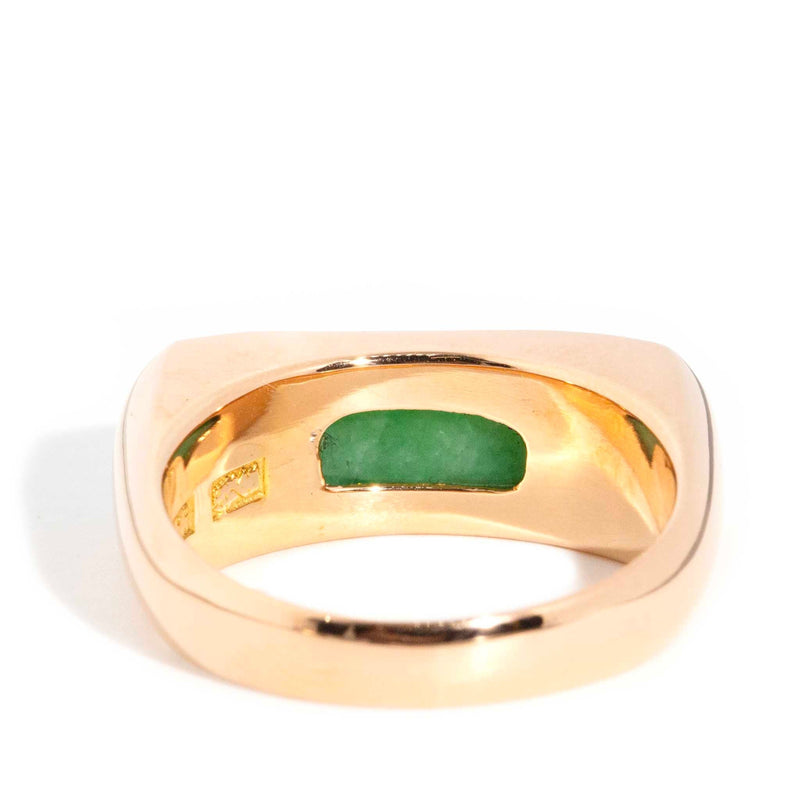 Veronique 1980s Jade Cabochon Ring 20ct Gold Rings Imperial Jewellery 