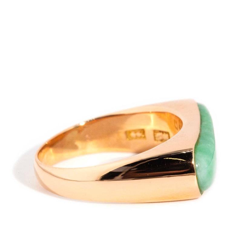Veronique 1980s Jade Cabochon Ring 20ct Gold Rings Imperial Jewellery 