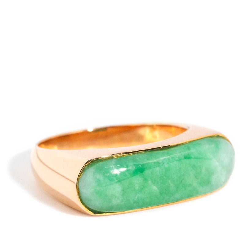 Veronique 1980s Jade Cabochon Ring 20ct Gold Rings Imperial Jewellery 