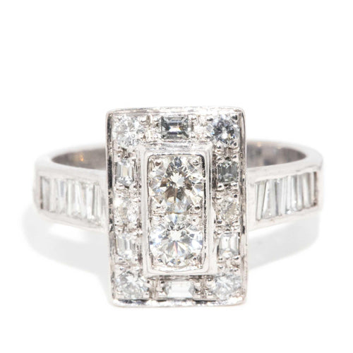 Vesper Diamond Rectangular Tiered Ring 18K White Gold