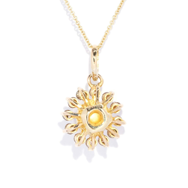 Vintage Circa 1980s Pearl & Diamond Starburst Pendant 18ct Gold