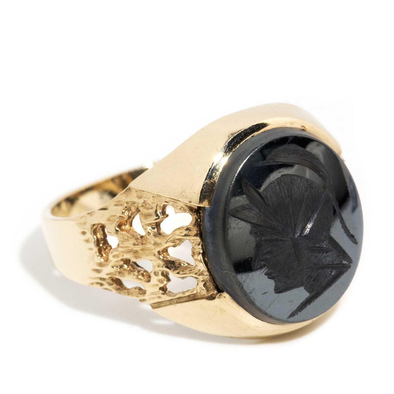 Antonius 1987 Hematite Ring 9ct Gold