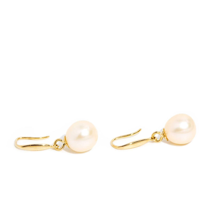 Kara 1990s Freshwater Pearl Drop Earrings 18ct Gold