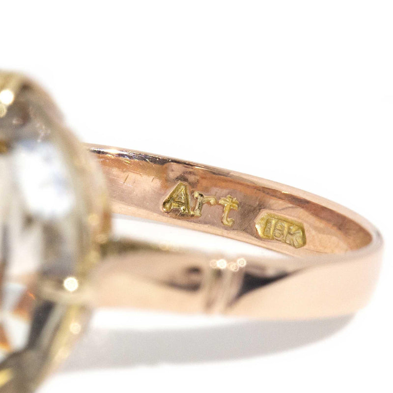 Zahra 1960s Light Smoky Quartz Ring 18ct Rose Gold