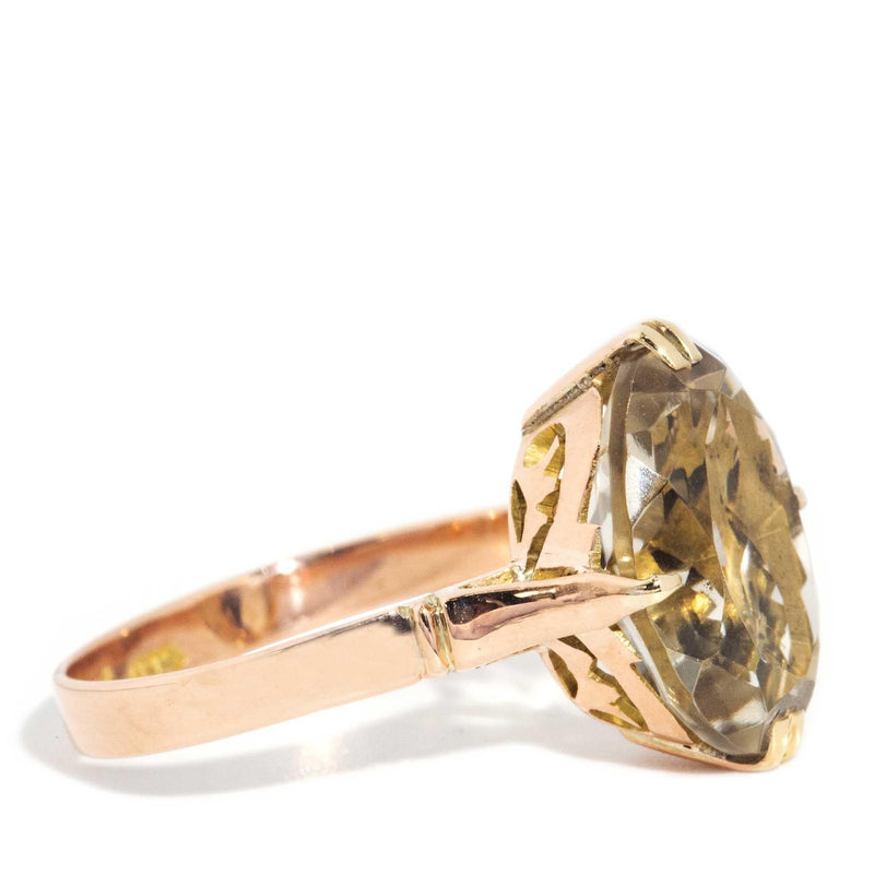 Zahra 1960s Light Smoky Quartz Ring 18ct Rose Gold
