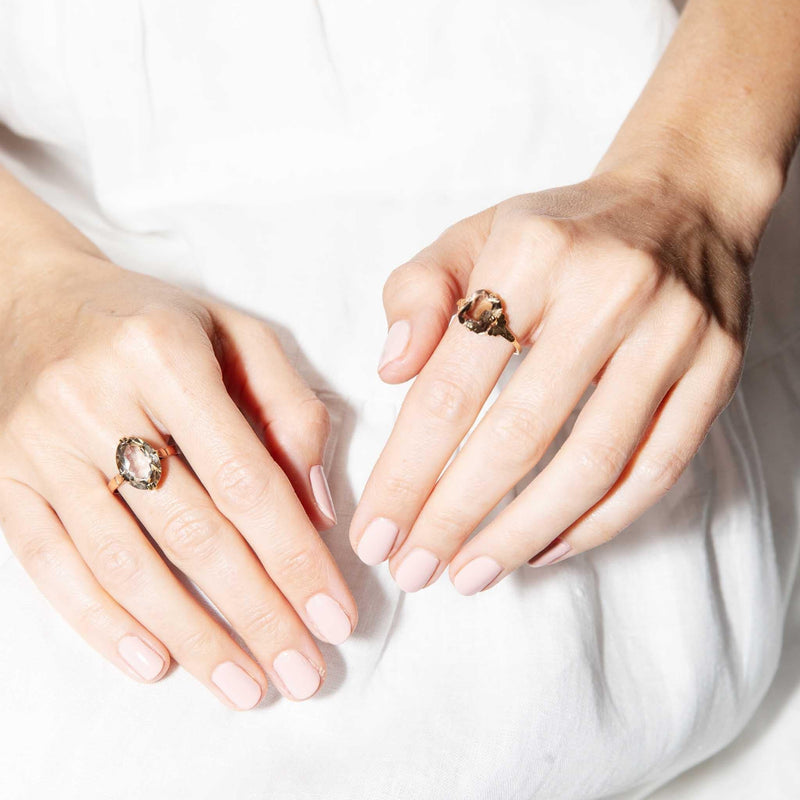 Zahra 1960s Light Smoky Quartz Ring 18ct Rose Gold