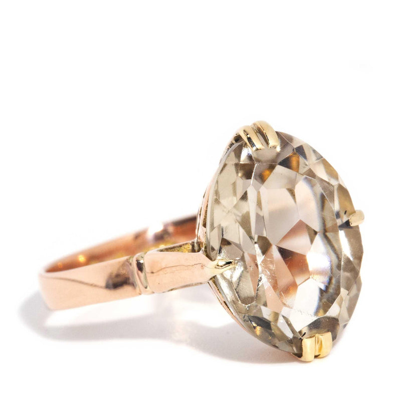 Zahra 1960s Light Smoky Quartz Ring 18ct Rose Gold