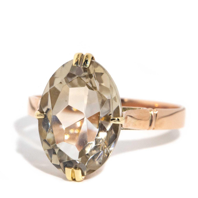 Zahra 1960s Light Smoky Quartz Ring 18ct Rose Gold