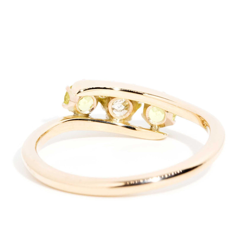Marcie 1960s Old Mine Cut Diamond Sapphire Ring 14ct Gold