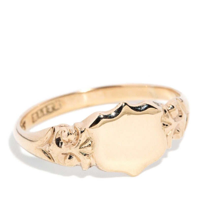 Harvey 1960s Shield Signet Ring 9ct Gold