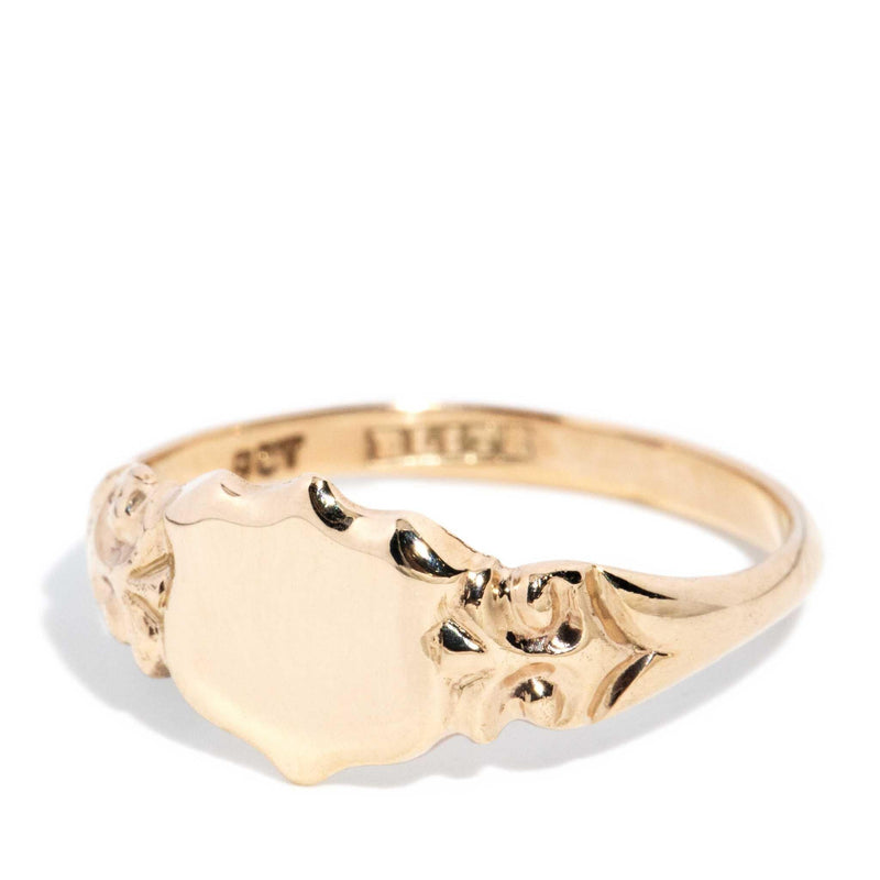 Harvey 1960s Shield Signet Ring 9ct Gold