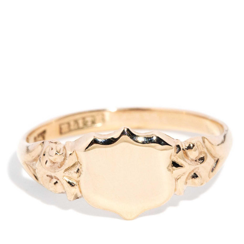 Harvey 1960s Shield Signet Ring 9ct Gold