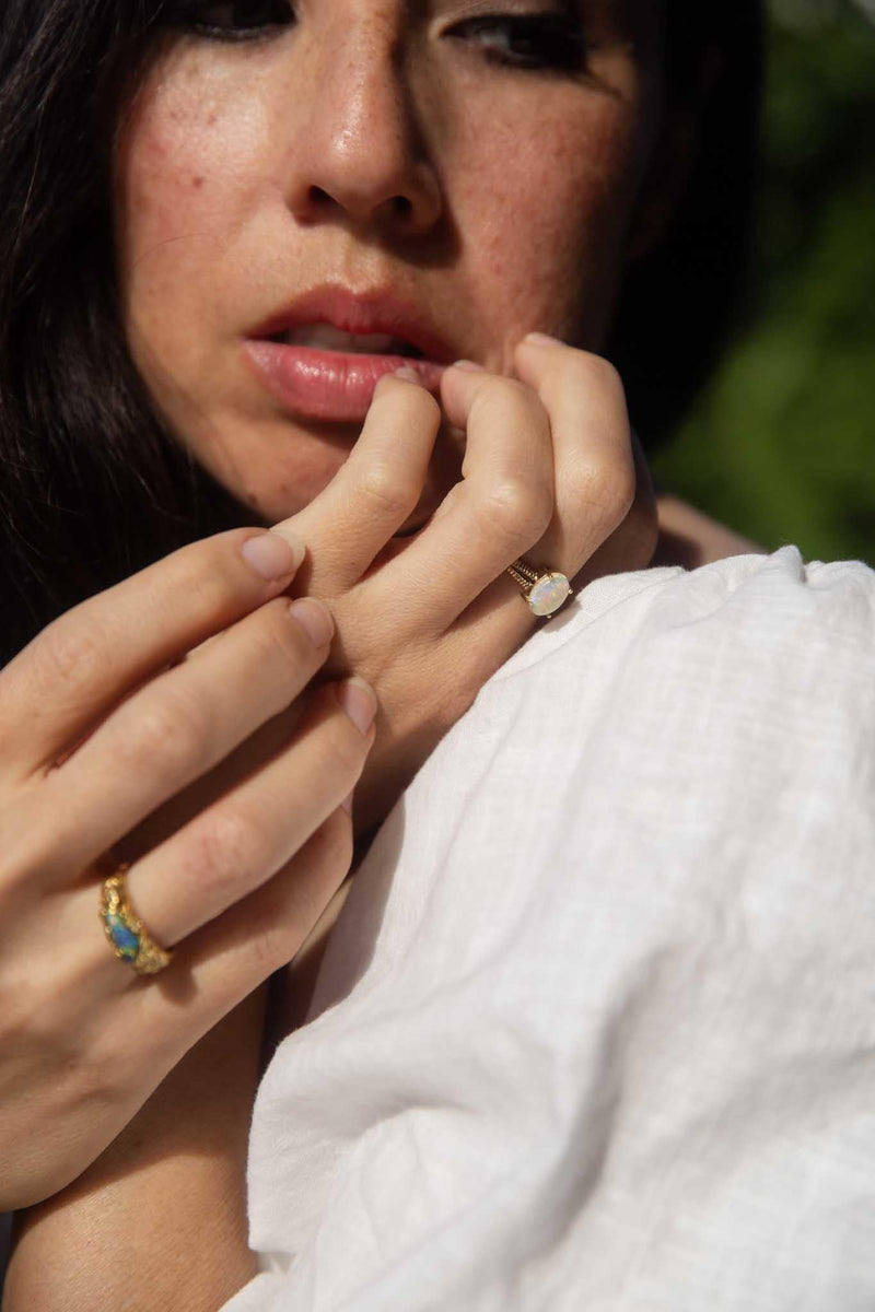 Lexi 1970s 1.01ct Solid Crystal Opal Ring 14ct Gold