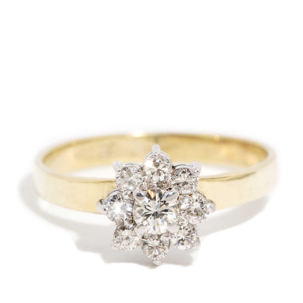 Carrie 1970s Diamond Cluster Ring 14ct Gold