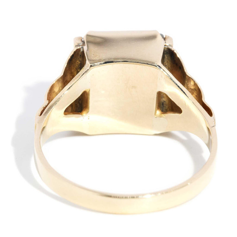 Jake 1970s Mother of Pearl Signet Ring 9ct Gold