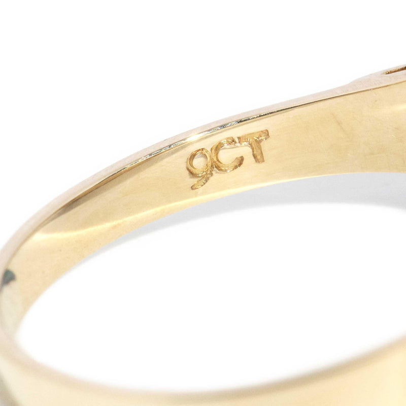 Jake 1970s Mother of Pearl Signet Ring 9ct Gold