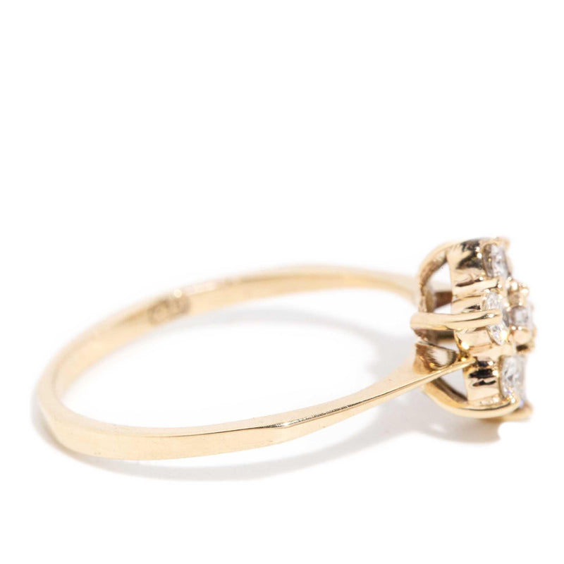 Daphne 1980s Diamond Cluster Ring 9ct Gold