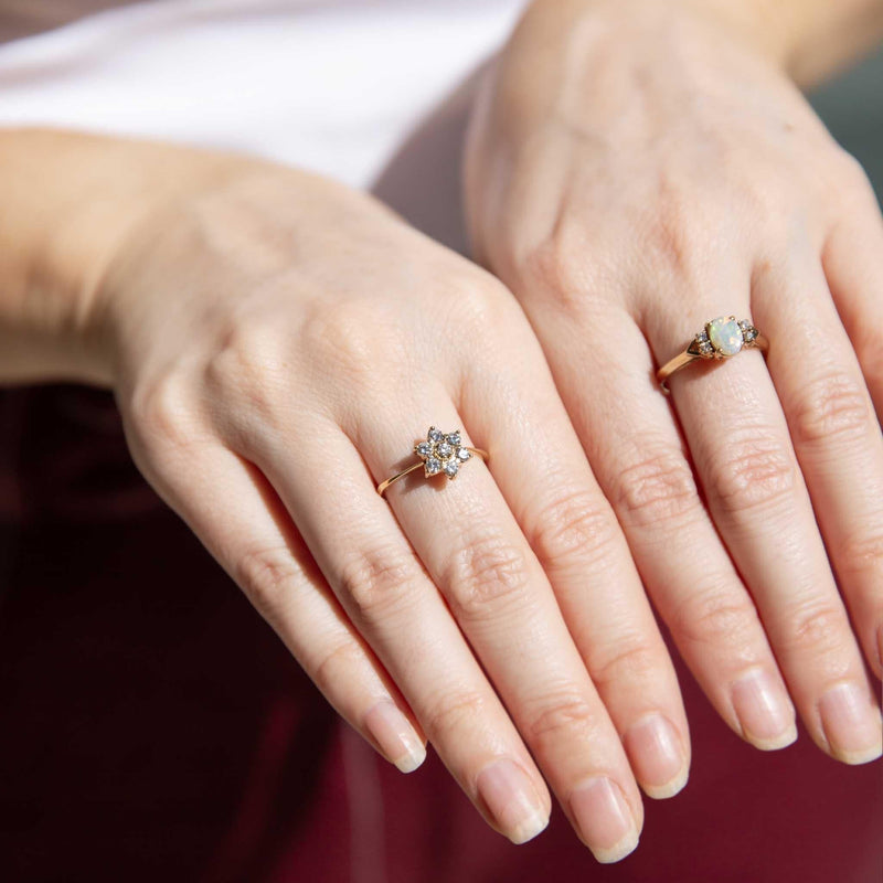 Daphne 1980s Diamond Cluster Ring 9ct Gold