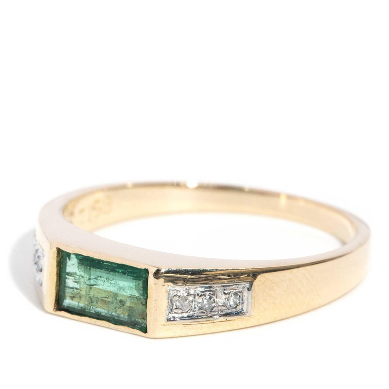 Vaani 1980s Emerald & Diamond Ring 14ct Gold