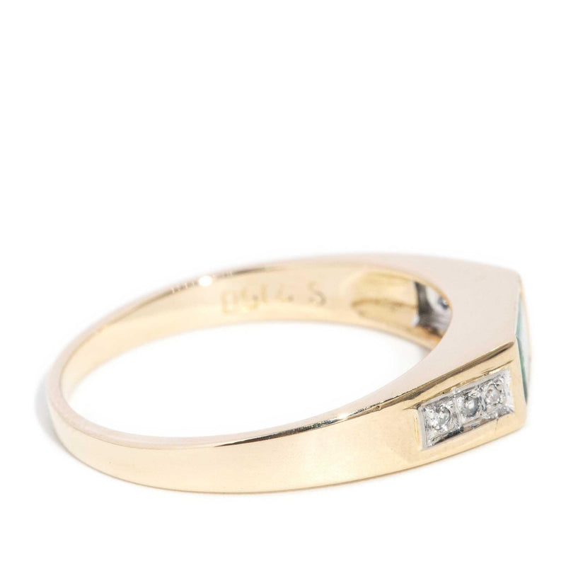 Vaani 1980s Emerald & Diamond Ring 14ct Gold