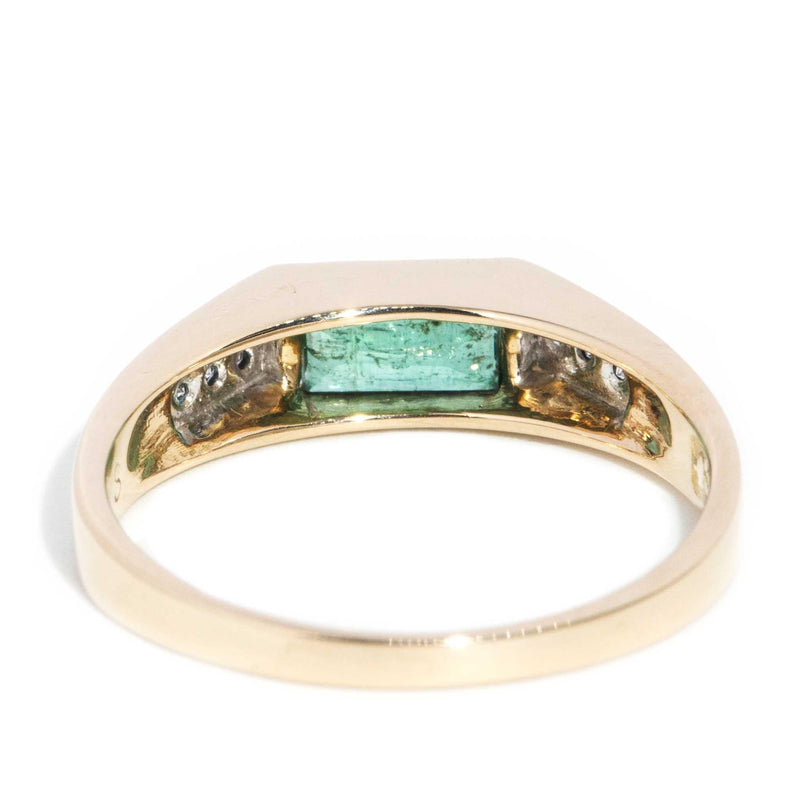 Vaani 1980s Emerald & Diamond Ring 14ct Gold