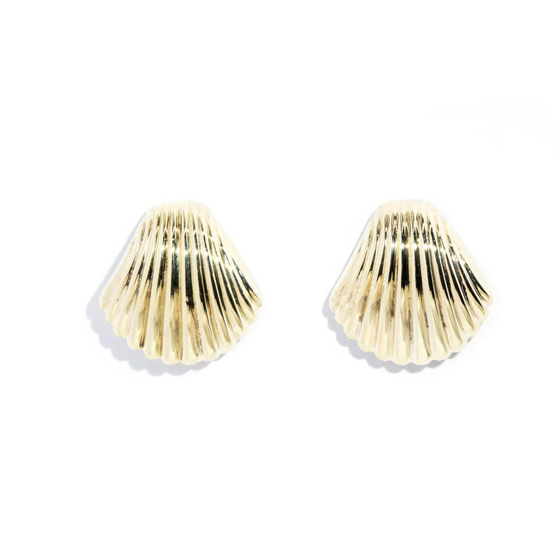 Katniss 1980s Vintage Seashell Earrings 9ct Gold