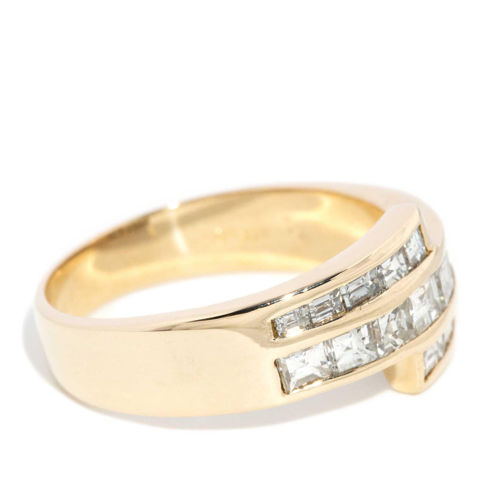 Vintage 1990s Diamond Crossover Channel Band 14 Carat Gold – Imperial ...
