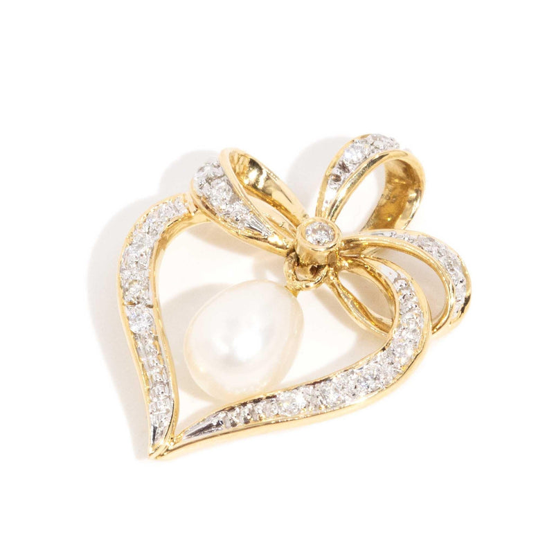 Arianna 1990s Pearl & Diamond 18ct Pendant