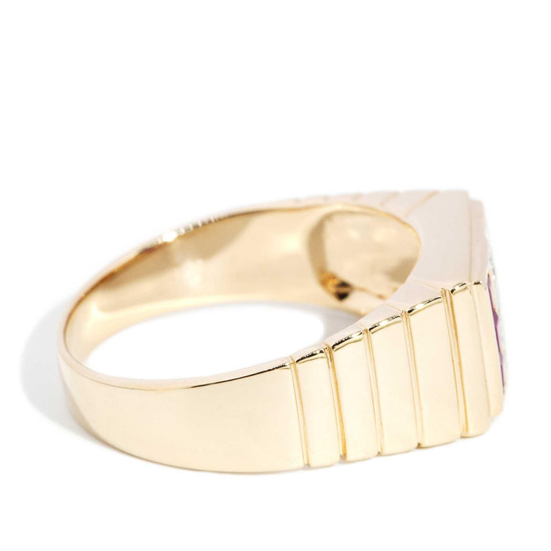 Kristie 1990s Ruby & Diamond Stepped Dress Ring 14ct Gold
