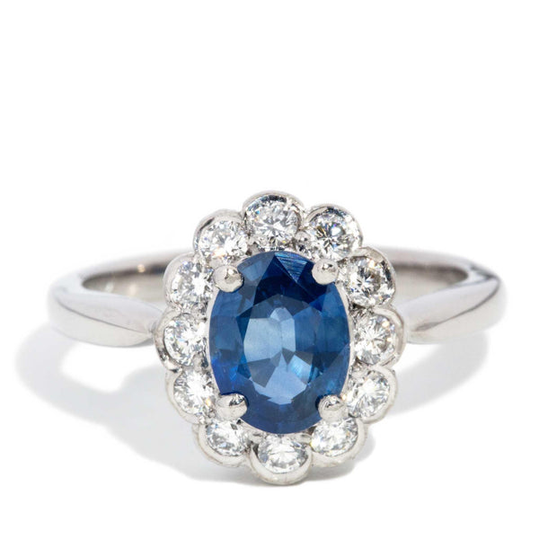 Delaney 1990s Sapphire & Diamond Halo Ring 18ct White Gold