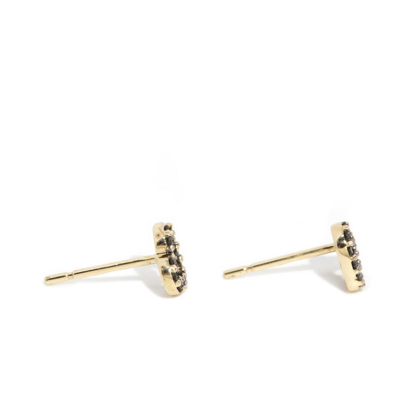 Maya Black Diamond Heart Studs 9ct Gold