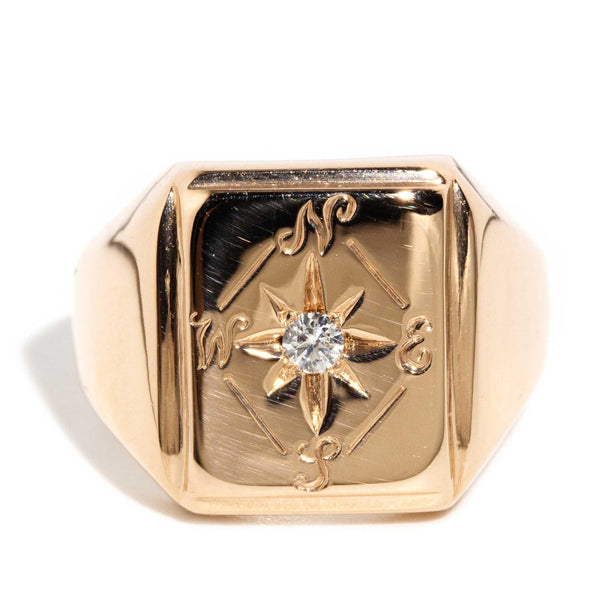 Cyrus 1963 Diamond Signet Ring 9ct Rose Gold