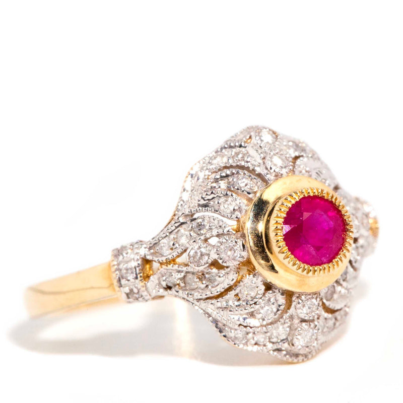 Virginia Ruby & Diamond Cluster Ring 9ct Gold* DRAFT Rings Imperial Jewellery 