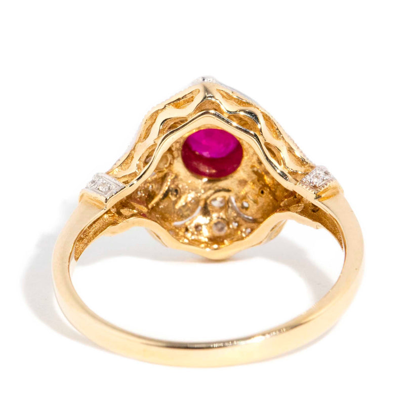 Virginia Ruby & Diamond Cluster Ring 9ct Gold* DRAFT Rings Imperial Jewellery 